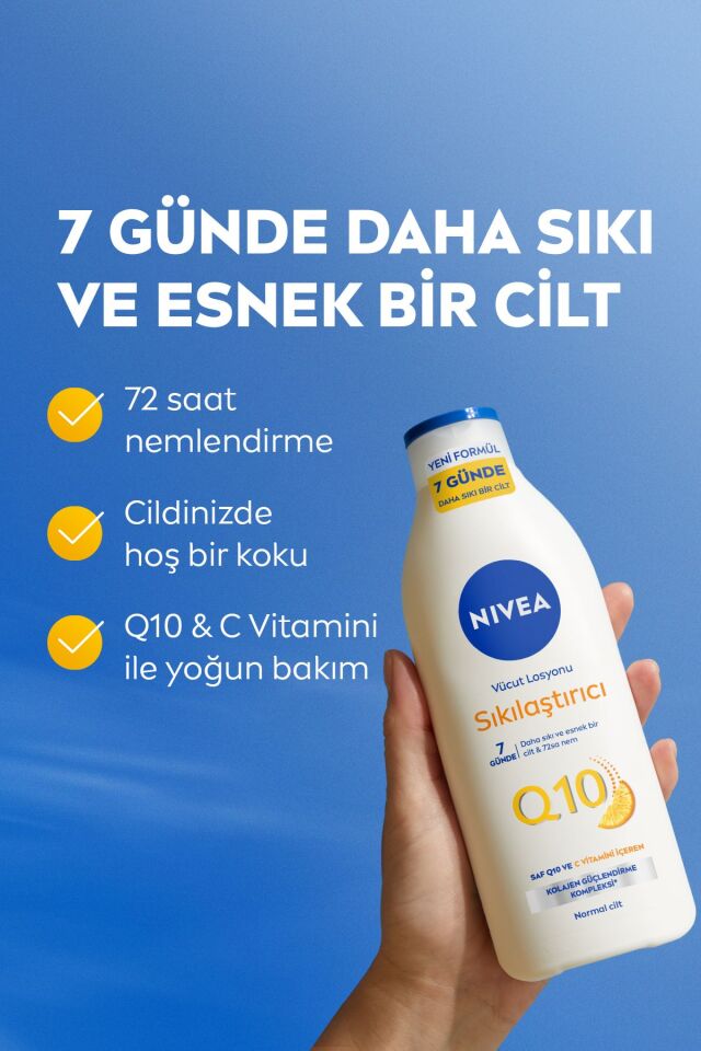 Nivea Q10 Sıkılaştırıcı Vücut Losyonu 250ml, 7 Günde Sıkılaştırıcı, C Vitamini, Nemlendirici, X2 Adet