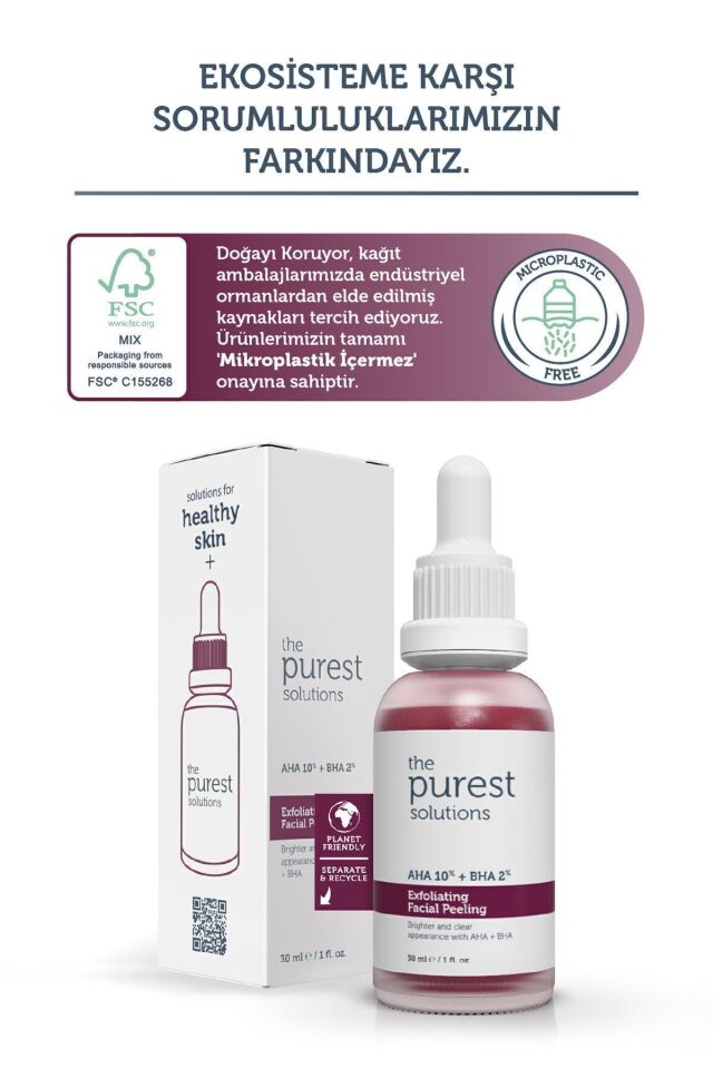 The Purest Solutions Aha & Bha Canlandırıcı & Cilt Tonu Eşitleyici Kırmızı Peeling Cilt Serumu 30 Ml (aha 10% + Bha 2%)