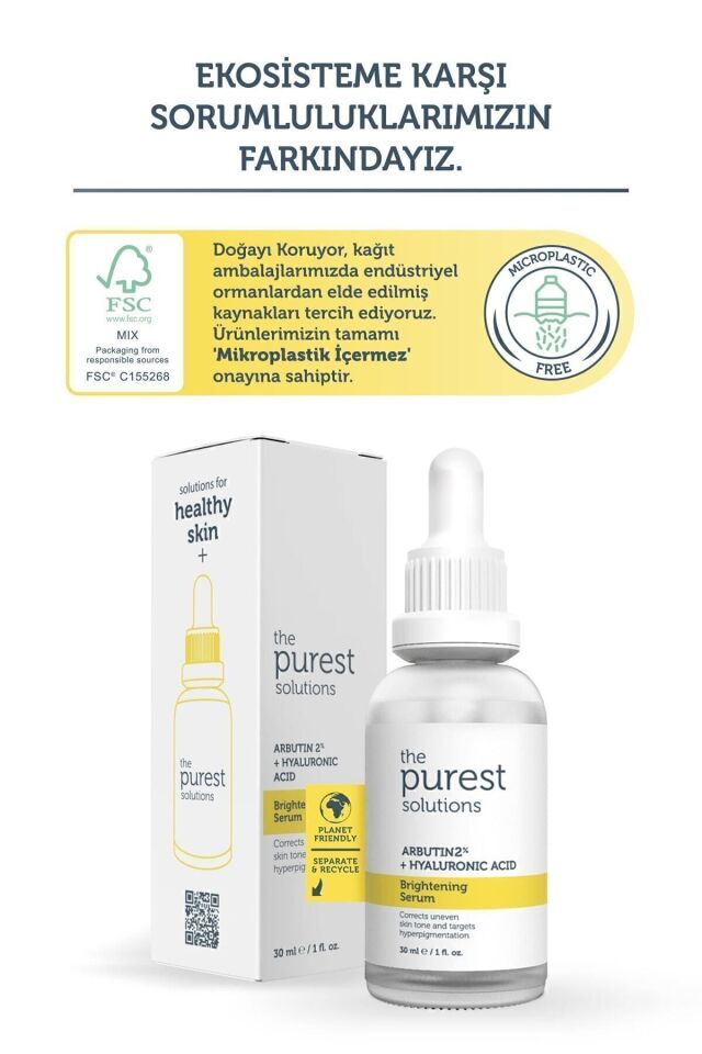 The Purest Solutions Leke Karşıtı Arbutin Cilt Bakım Serumu 30 Ml (arbutin %2 + Hyaluronic Acid)