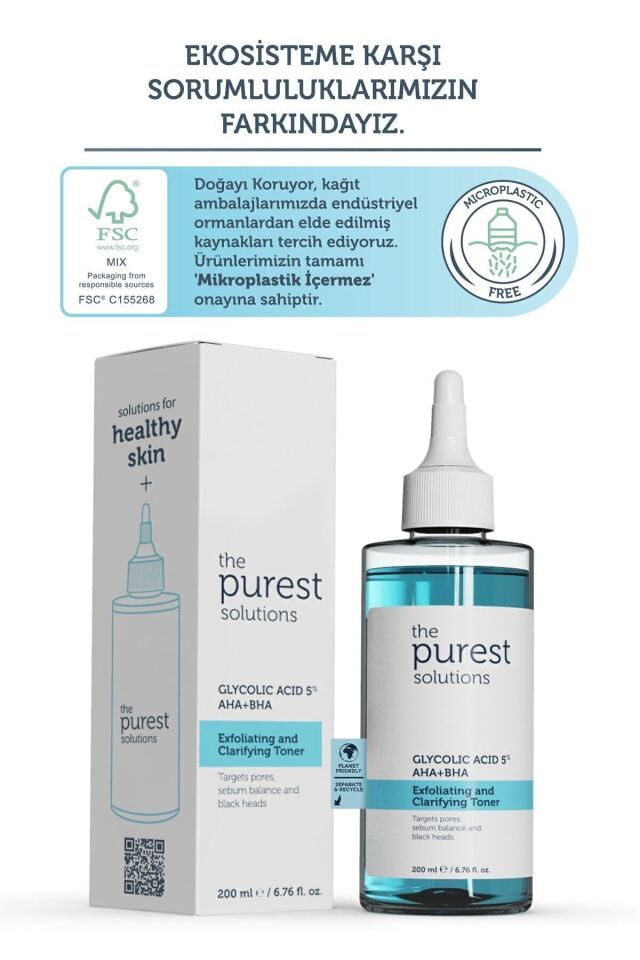 The Purest Solutions Canlandırıcı Ve Gözenek Sıkılaştırıcı Tüm Ciltler Için Glikolik Asit Tonik 200 Ml