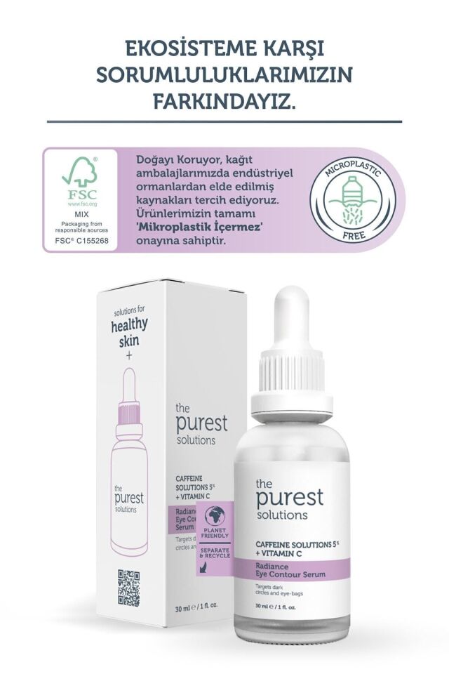 The Purest Solutions Torbalanma Karşıtı, Aydınlatıcı Kafein Göz Altı Serumu 30 ml (CAFFEİNE 5% VİTAMİN C)