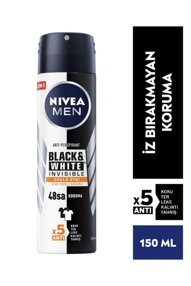 Nivea Men Black & Whıte Invısıble Güçlü Etki Erkek Sprey Deodorant 150 ml X3