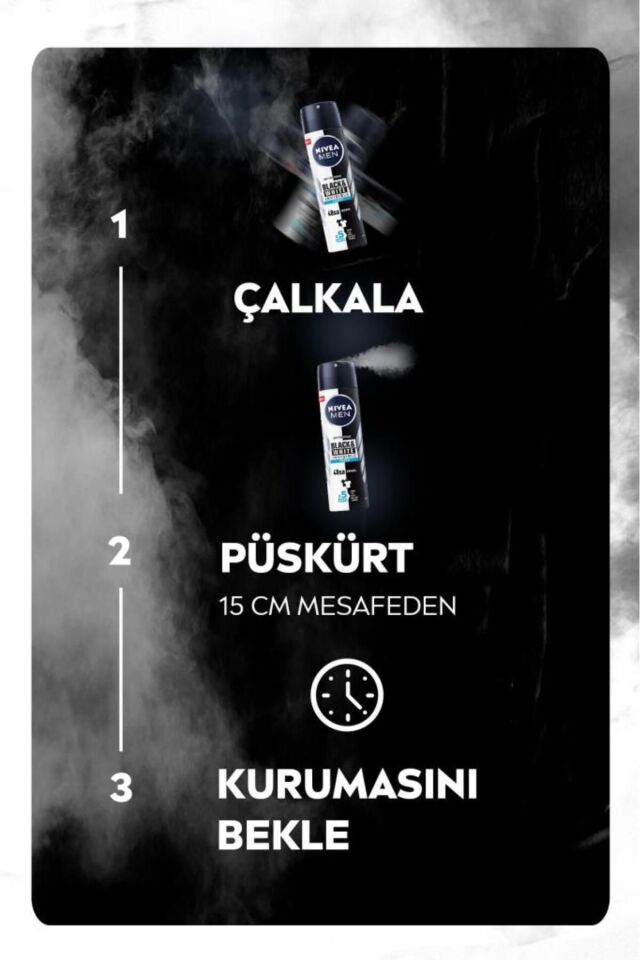 Nivea Men Black & Whıte Invısıble Güçlü Etki Erkek Sprey Deodorant 150 ml X3