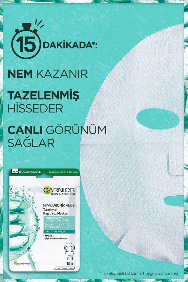 Garnıer Kağıt Maske Hyaluronik Aloe Tazeleyici Tüm Cilt Tipleri Için