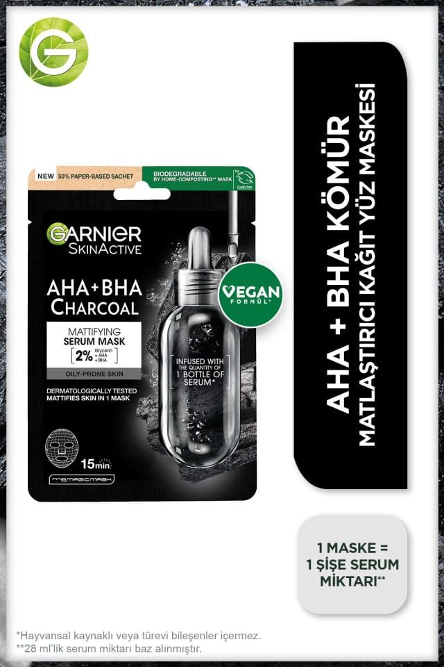 Garnier Siyah Yosunlu Gözenek Sıkılaştırıcı Kağıt Yüz Maskesi 3'lü Set