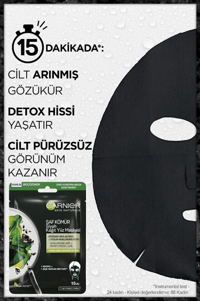 Garnier Siyah Yosunlu Gözenek Sıkılaştırıcı Kağıt Yüz Maskesi 3'lü Set