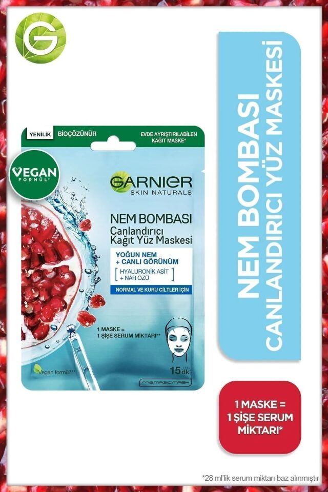 Garnier STD Nem Bombası Canlandırıcı Kağıt Maske 28 gr 3'lü Klasik