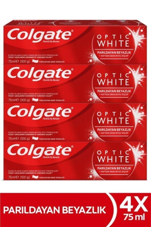 Colgate Optic White Parıldayan Beyazlık Beyazlatıcı Diş Macunu 4 X 75 ml