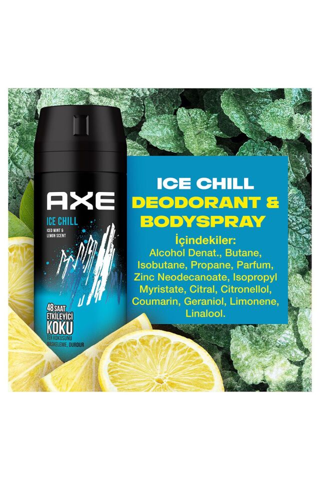 Axe Erkek Deodorant & Bodyspray Ice Chill 48 Saat Etkileyici Koku 150 ml X3 Adet