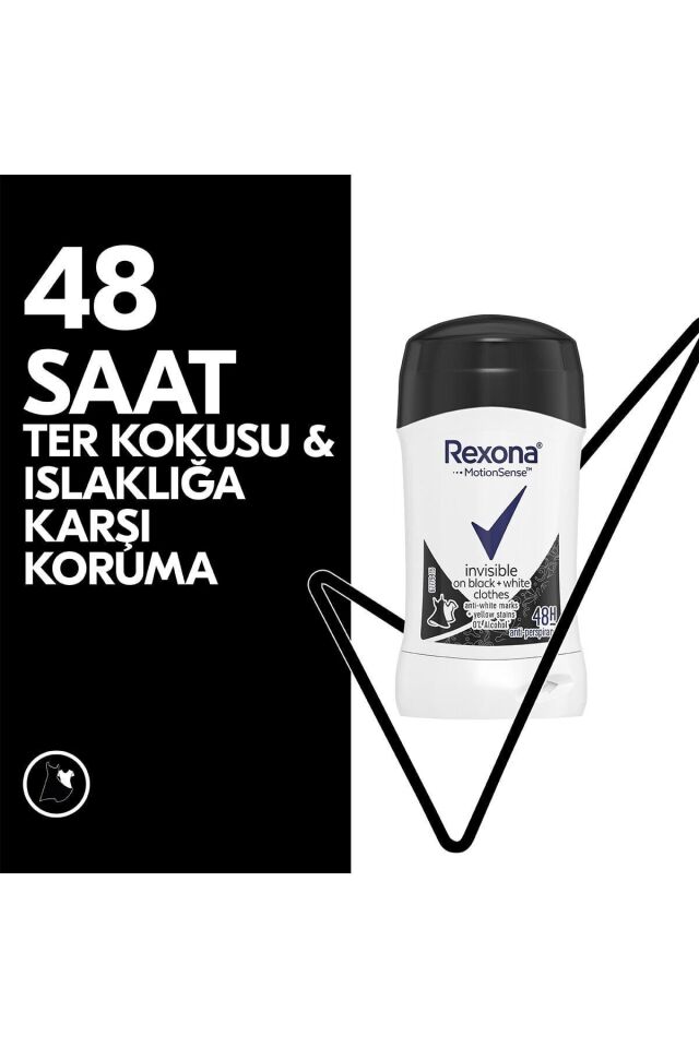 Rexona Motion Sense Kadın Stick Deodorant Invisible On Black + White Clothes 40 g X 2 Adet