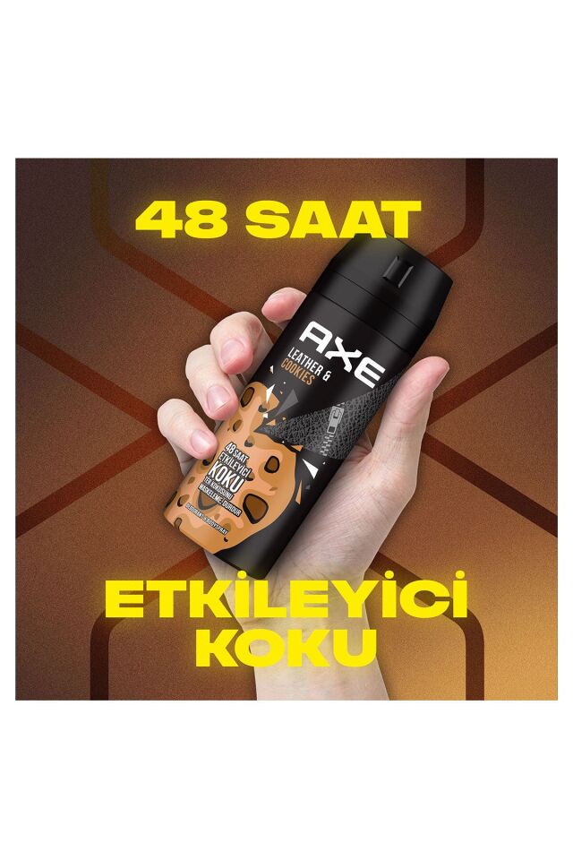 Axe Erkek Sprey Deodorant Leather & Cookies 48 Saat Etkileyeci Koku 150 ml X3 Adet