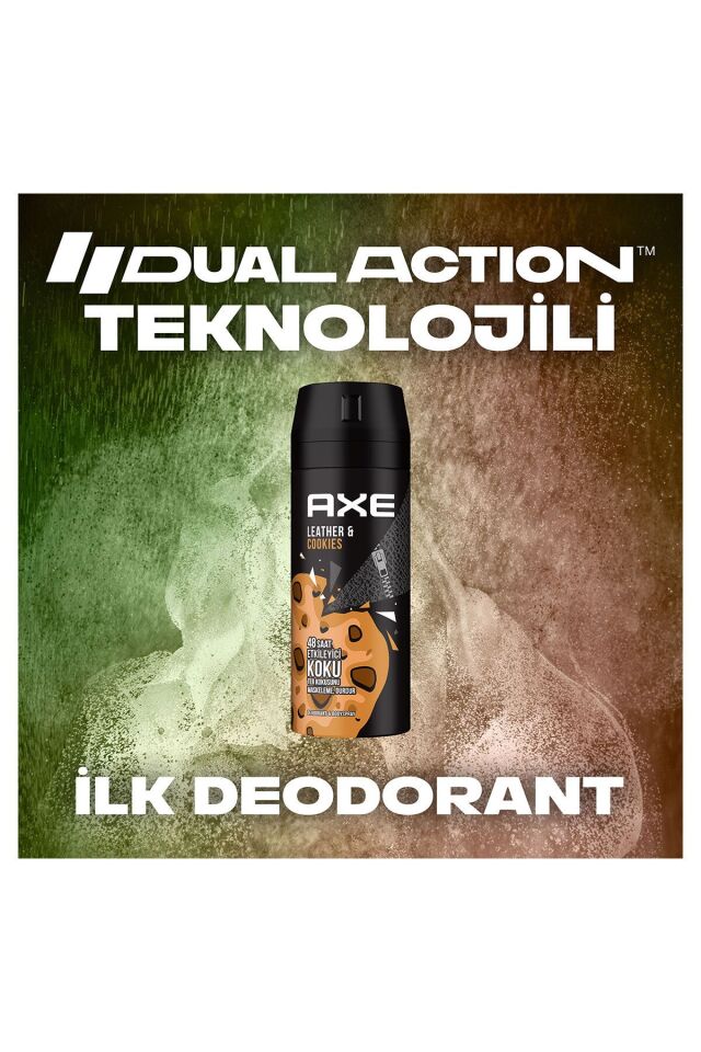 Axe Erkek Sprey Deodorant Leather & Cookies 48 Saat Etkileyeci Koku 150 ml X3 Adet