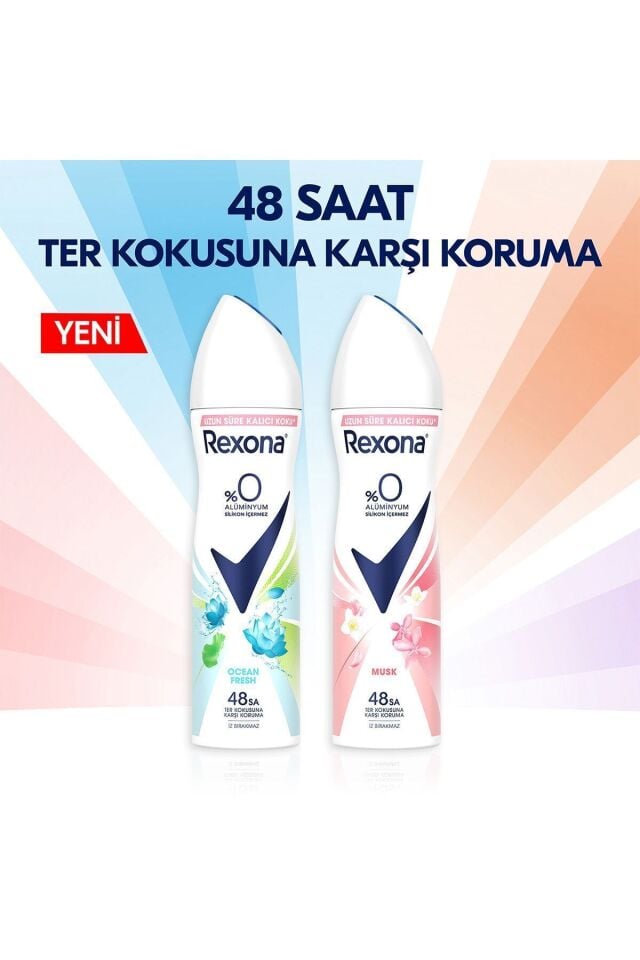 Rexona  Kadın Sprey Deodorant Ocean Fresh %0 Alüminyum 48 Saat Ter Kokusuna Karşı Koruma 150 Ml X3