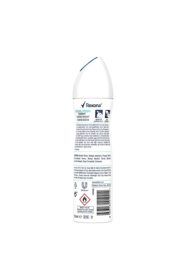 Rexona  Kadın Sprey Deodorant Ocean Fresh %0 Alüminyum 48 Saat Ter Kokusuna Karşı Koruma 150 Ml X3