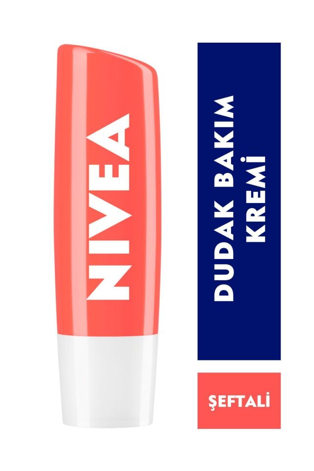 Nivea Dudak Bakım Kremi Ve Dudak Parlatıcı 4,8gr, Şeftali Kokusu, 24 Saat Nemlendirici, Hafif Pembe Işıltı