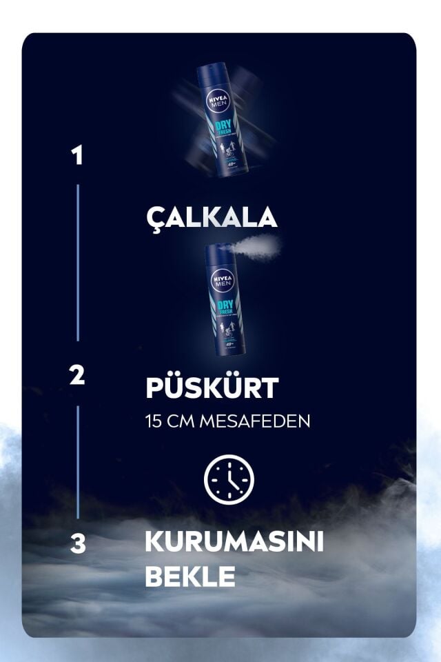 Nivea Men Erkek Sprey Deodorant Dry Fresh 150 ml X3 Adet,72 Saat Anti-perspirant Koruma