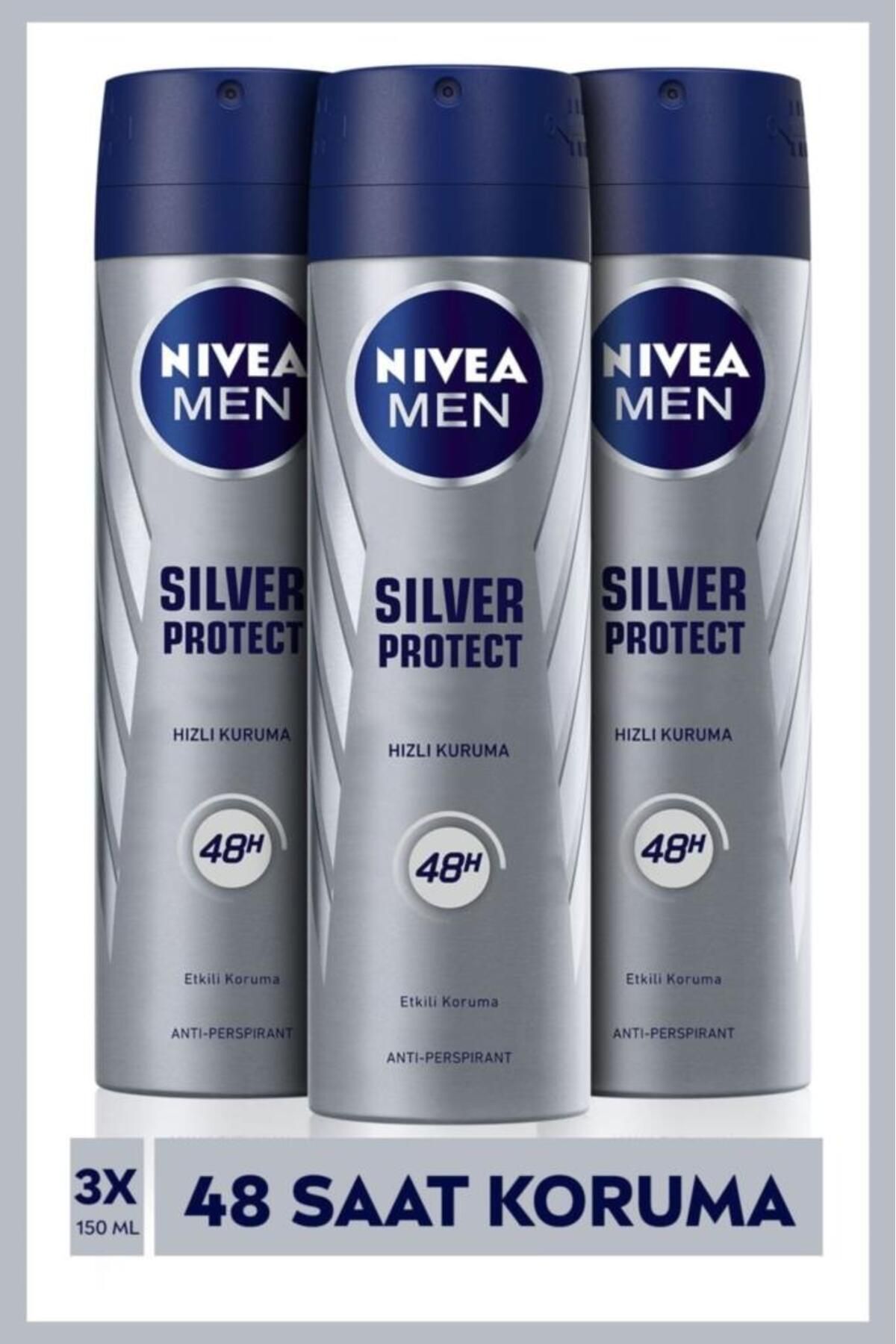 Nivea Sılver Protect Sprey Deodorant 150ml Erkek 3lü Paket