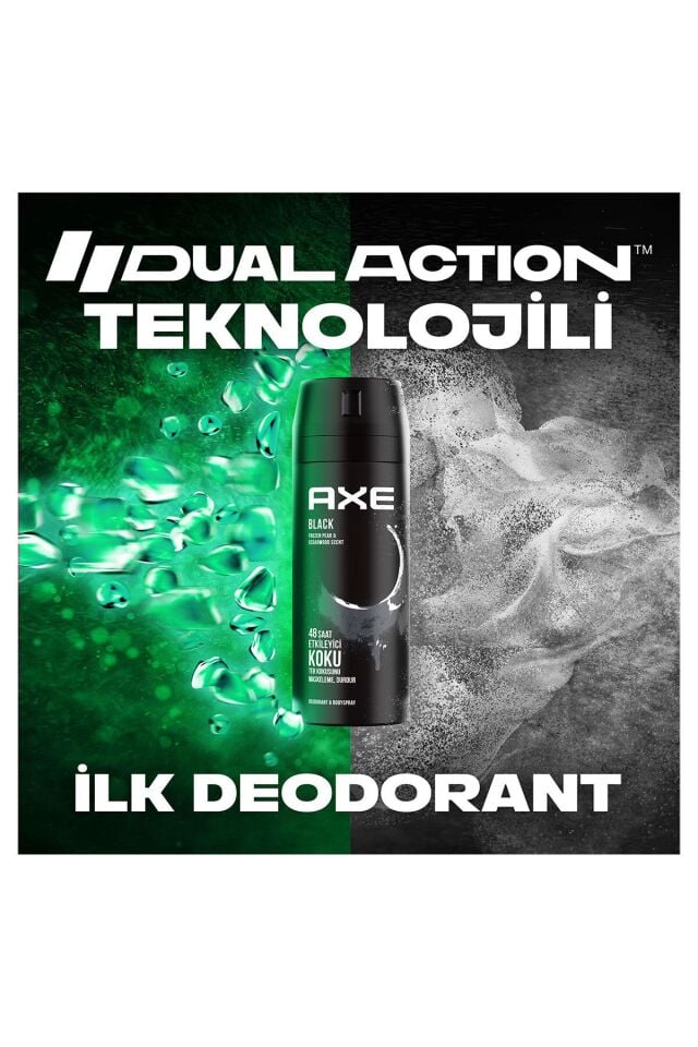Axe Erkek Deodorant & Bodyspray Black 48 Saat Etkileyici Koku Vücut Spreyi 150 ml X3 Adet