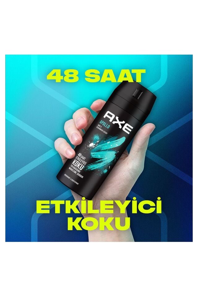 Axe Erkek Sprey Deodorant Apollo 48 Saat Etkileyici Koku Vücut Spreyi 150 ml X3 Adet