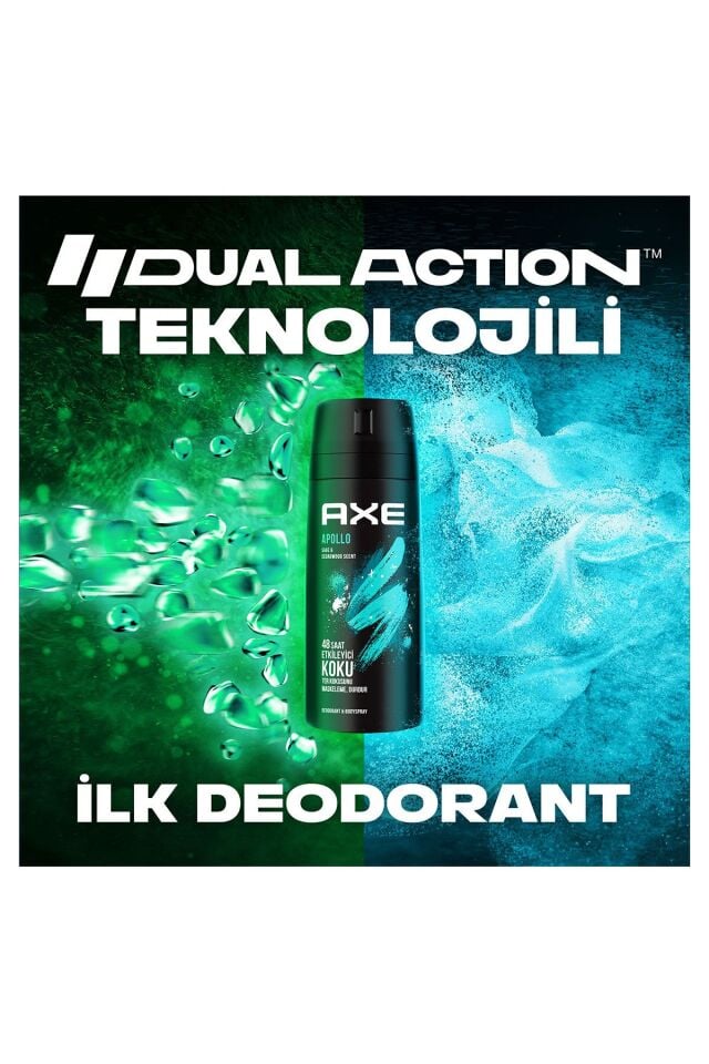 Axe Erkek Sprey Deodorant Apollo 48 Saat Etkileyici Koku Vücut Spreyi 150 ml X3 Adet