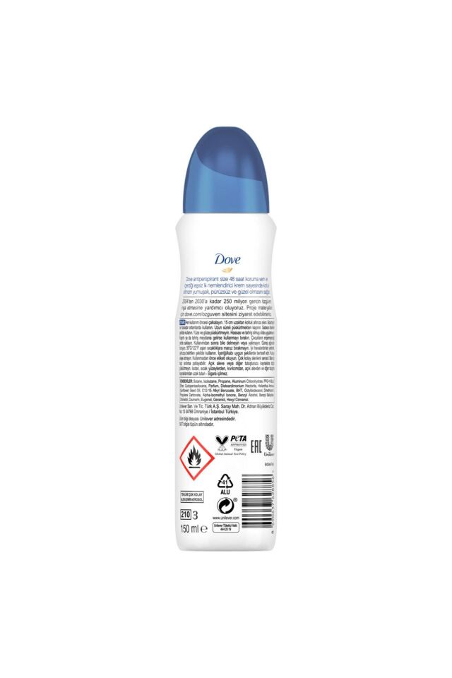 Dove Kadın Sprey Deodorant Original 1/4 Nemlendirici Krem Etkili 150 ml X3 Adet