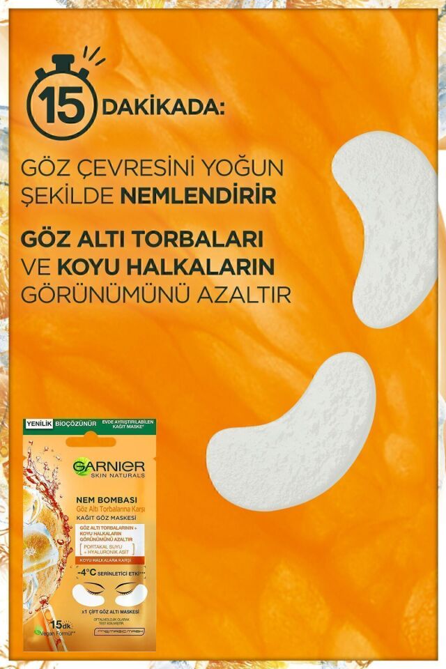 Garnier Nem Bombası Göz Altı Torbalarına Karşı Kağıt Göz Maskesi