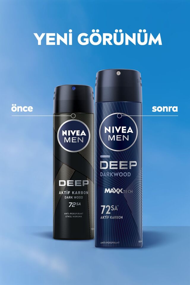 Nivea Men Erkek Sprey Deodorant Deep Dimension Aktif Karbon 150ml, 48 Saat Anti-perspirant Ter Koruması