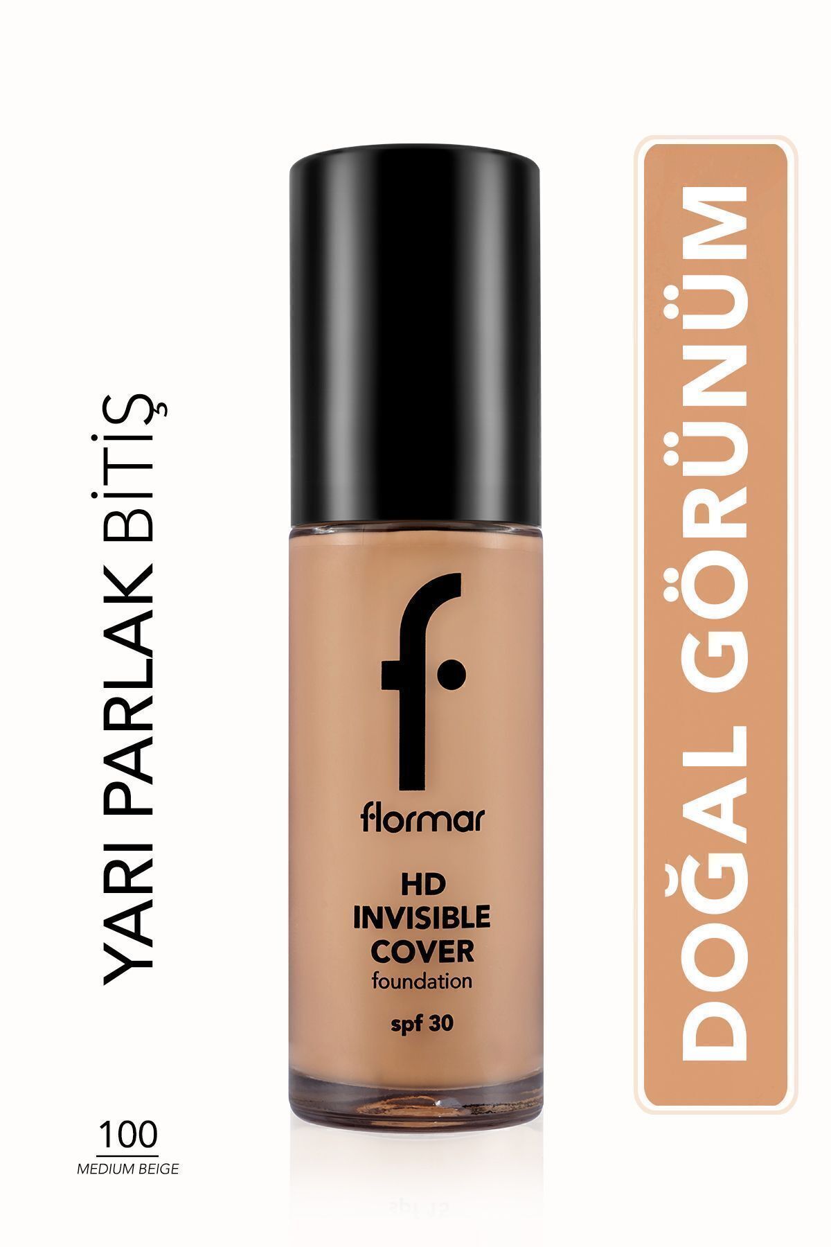 Flormar Doğal Bitişli Fondöten- Invisible Cover Hd Fdt, - 100 Medium Beige -