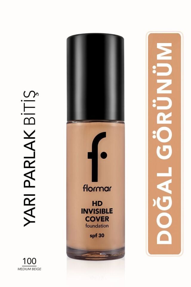 Flormar Doğal Bitişli Fondöten- Invisible Cover Hd Fdt, - 100 Medium Beige -