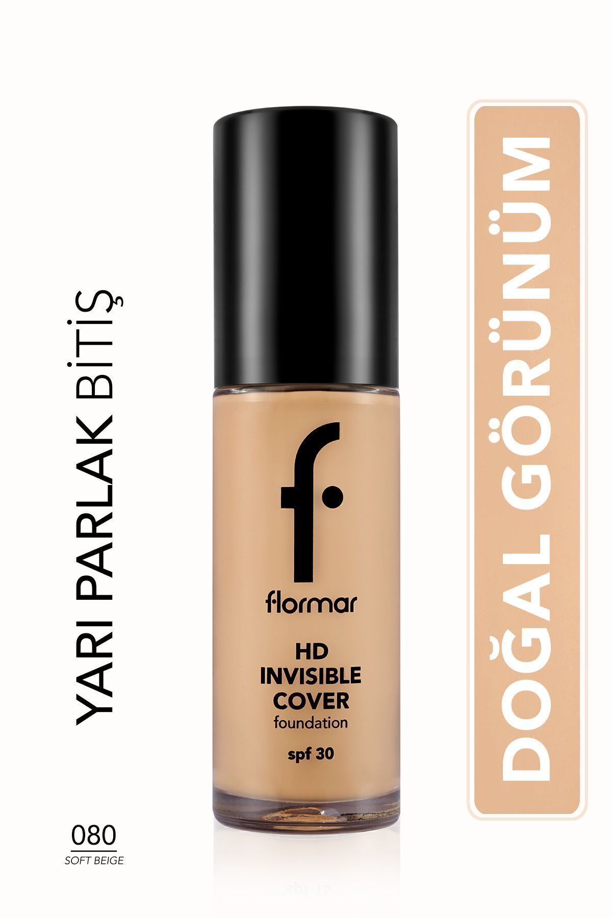 Flormar Doğal Bitişli Fondöten- Invisible Cover Hd Fdt, - 080 Soft Beige -