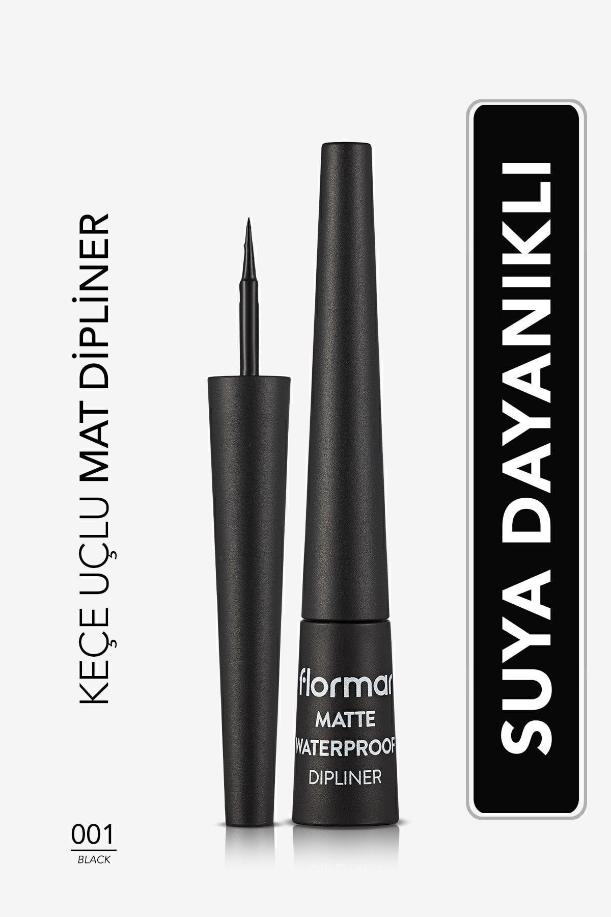 Flormar Suya Dayanıklı Mat Dipliner (SİYAH) - Waterproof Dipliner - 001 Black -