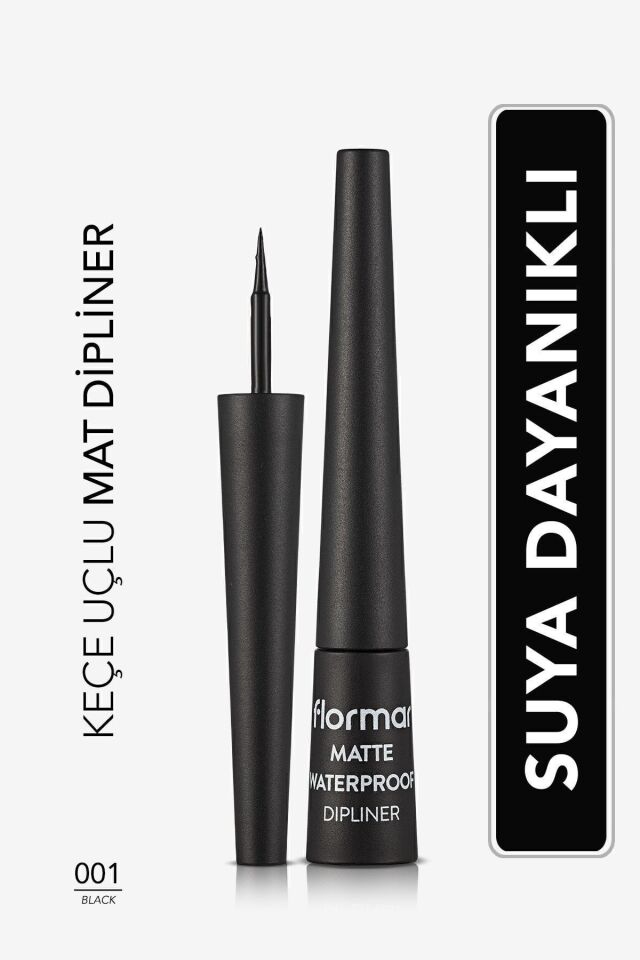 Flormar Suya Dayanıklı Mat Dipliner (SİYAH) - Waterproof Dipliner - 001 Black -