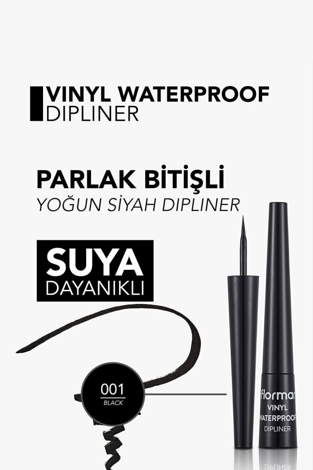 Flormar Suya Dayanıklı Parlak Dipliner (SİYAH) - Waterproof Dipliner - 001 Black -