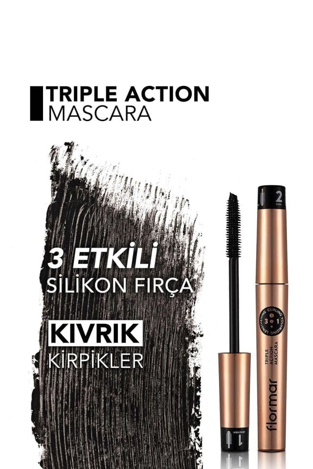 Flormar 3 Kademeli Ayarlanabilir Maskara (SİYAH) - Triple Action Mascara - 001 -