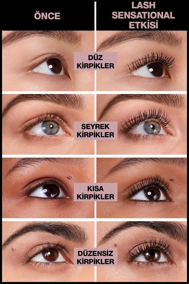 Maybelline New York Lash Sensational Yelpaze Etkili Suya Dayanıklı Siyah Maskara