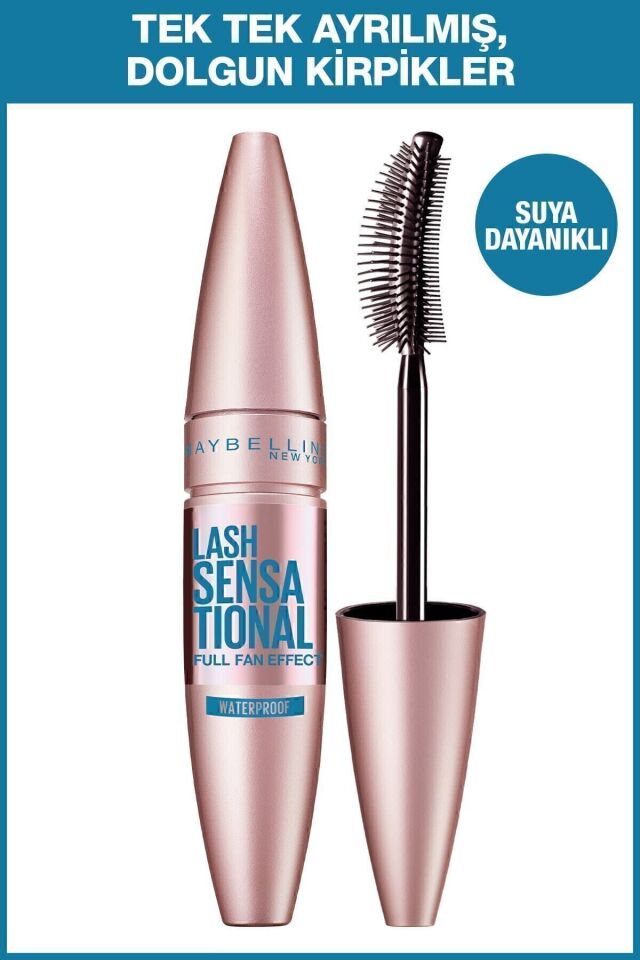 Maybelline New York Lash Sensational Yelpaze Etkili Suya Dayanıklı Siyah Maskara