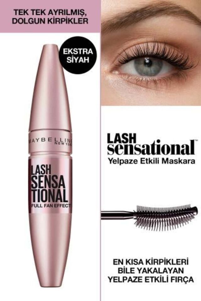 Maybelline New York Lash Sensational Yelpaze Etkili Siyah Maskara