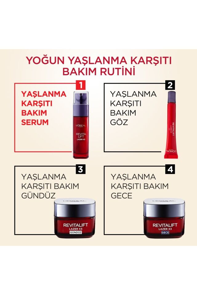 Loreal Paris Revitalift Lazer X3 Yoğun Yaşlanma Karşıtı Bakım Serumu 30 ml