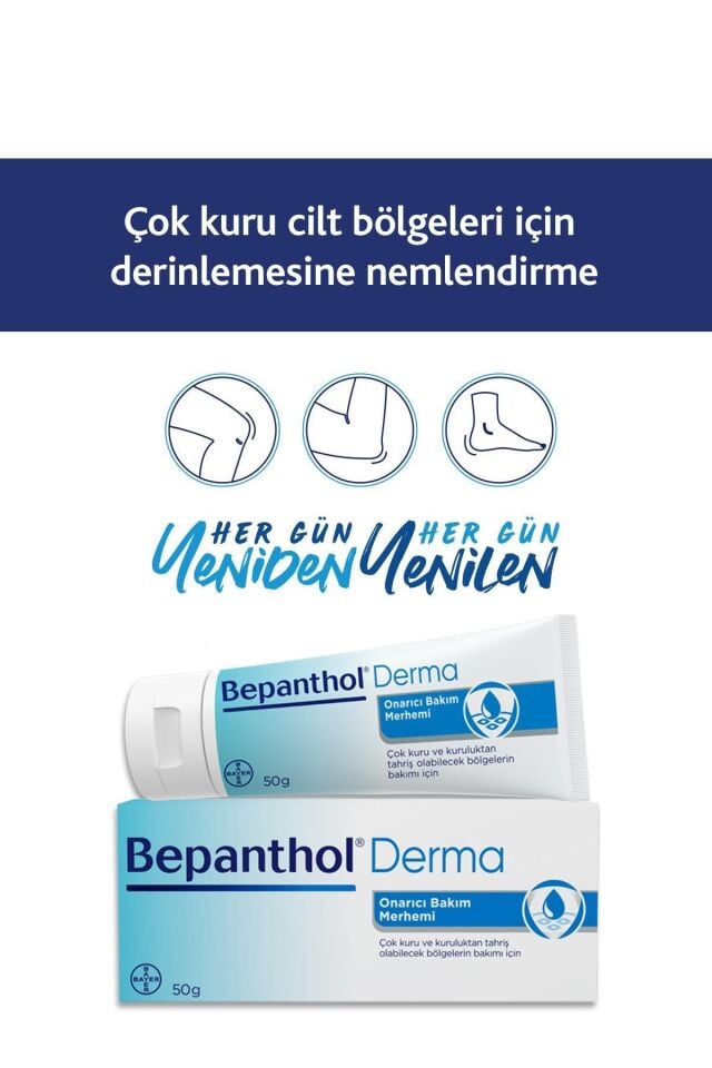 Bepanthol Onarıcı Merhem 50g Çok Kuru Ciltler, Tahrişe Yatkın Bölgeler, Günlük Vücut Bakım, Yoğun Nemlendirici