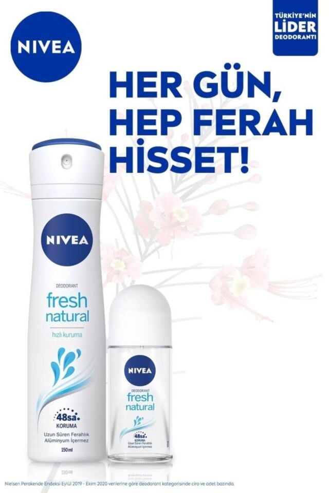 Nivea Kadın Roll-on Deodorant Fresh Natural 50ml, 48 Saat Anti-perspirant Ter Koruması, Okyanus Özleri