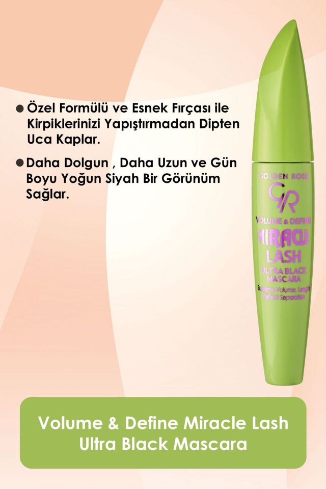 Golden Rose Volume & Define Miracle Lash Ultra Black Mascara - Hacim Veren Maskara