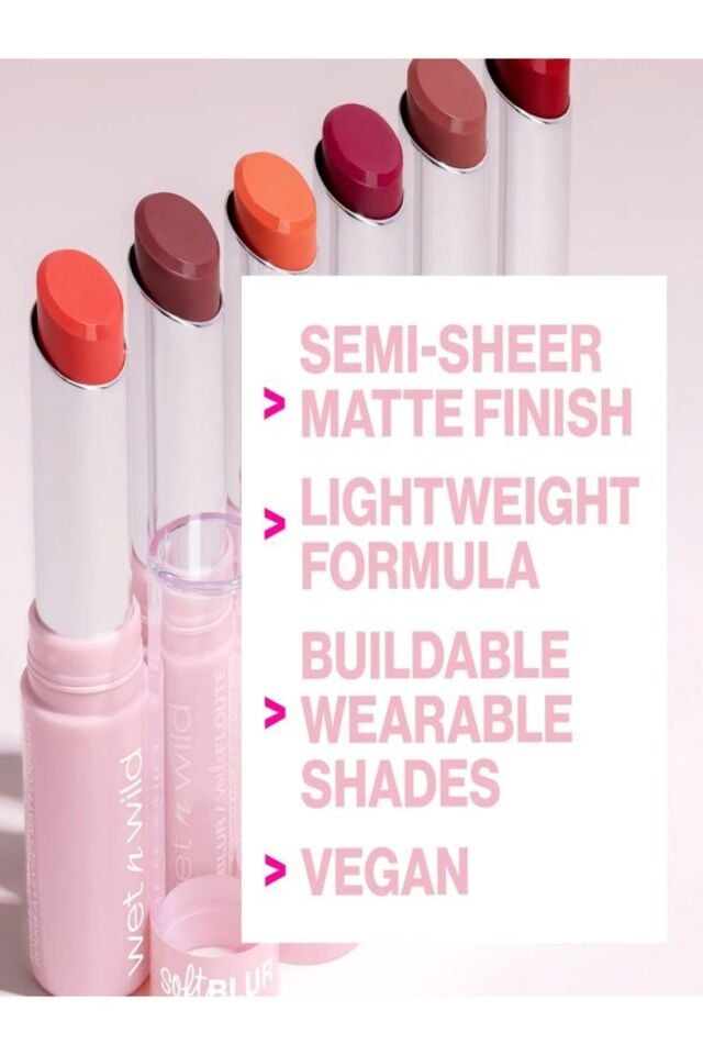 Wet'n Wild Soft Blur Mat Ruj, Kadifemsi Yarı Şeffaf Katmanlı Renk, Yumuşak Mat Pudra Bitiş Matte Lipstick