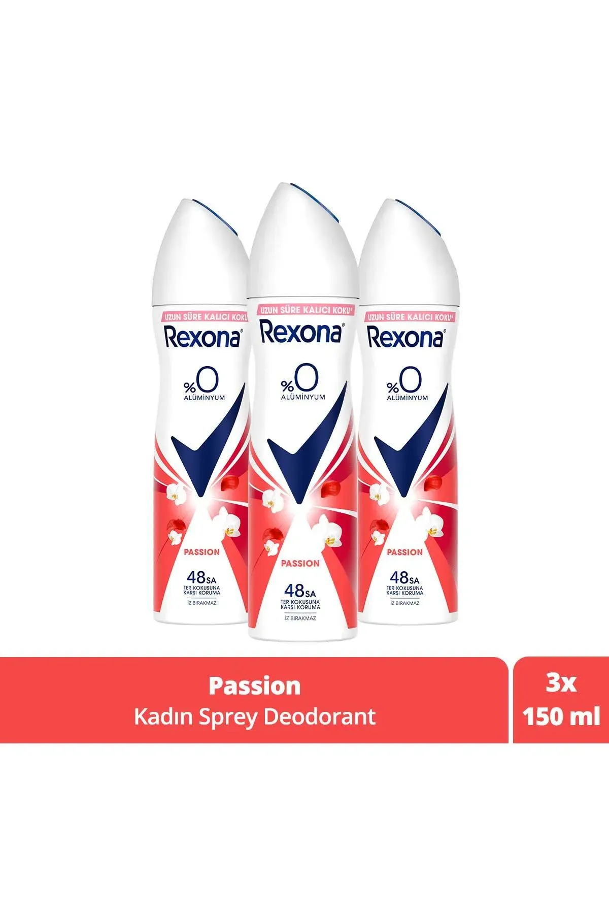 Rexona Kadın Sprey Deodorant Passion %0 Alüminyum 150 ml X3
